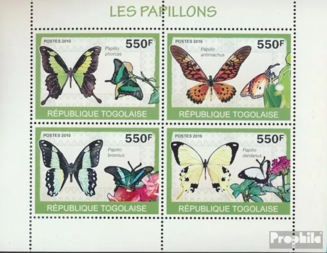 Briefmarken Togo  Mi 3404-3407 Kleinbogen postfrisch Schmetterlinge