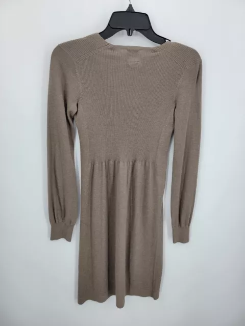 COOP Barneys New York Sweater Dress Womens XS Brown Silk Cashmere Long Sleeve 2