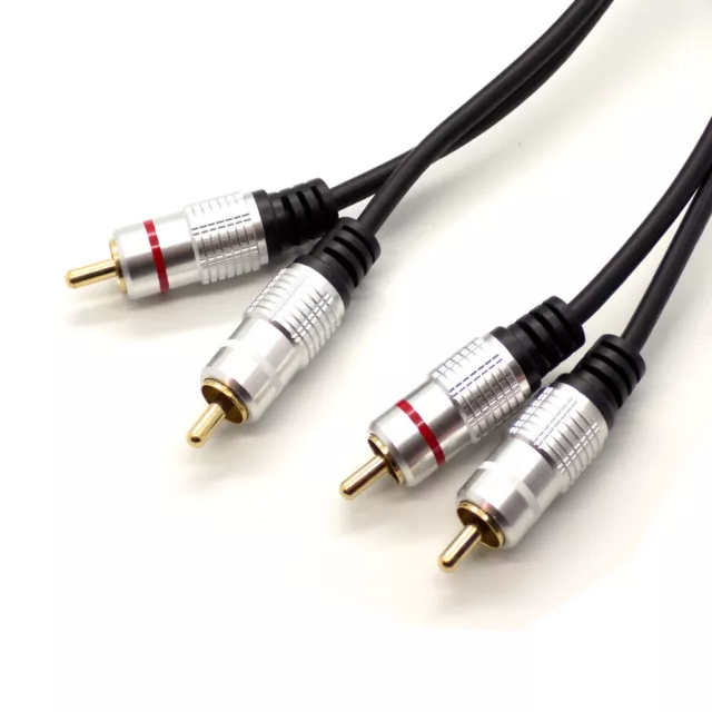 TWIN RCA PHONO CABLE PRO 2 x Male to Male DOUBLE SHIELDED AMP SUB LEAD 1 - 10m