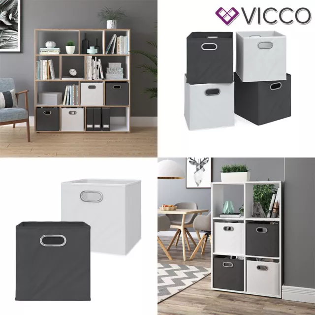VICCO Juego de 2 Cajas plegables 30x30 cm blancas Cajas de almacenamiento