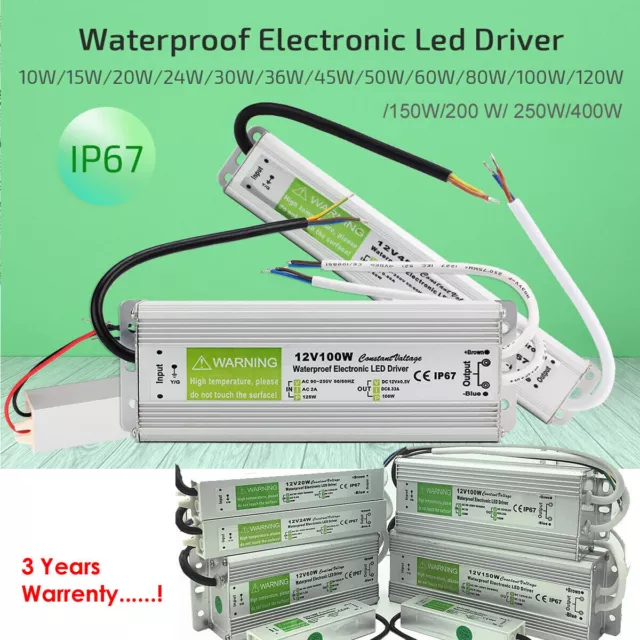 Controlador LED Transformador DC 12V IP67 240V Controlador Transformador Fuente de alimentación Impermeable