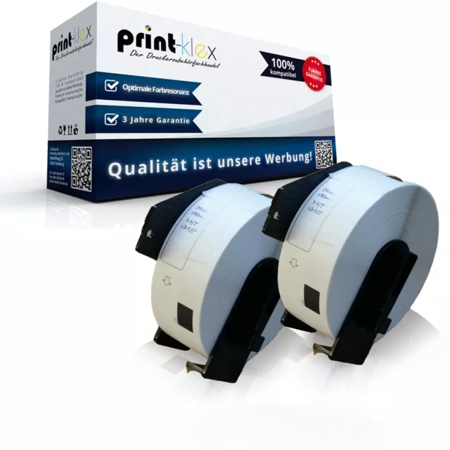 2x kompatible Label Etiketten Rollen für Brother P Touch QL 500 BS DK11201