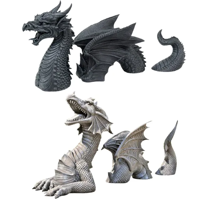 Three-Section Flying Dragon Statue Resin Dragon Statue Crafts Gothic stylish