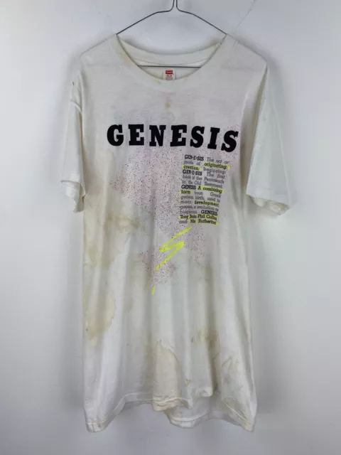 Vintage Genesis T Shirt 1987 Tour Size XL White 80s Band Tee