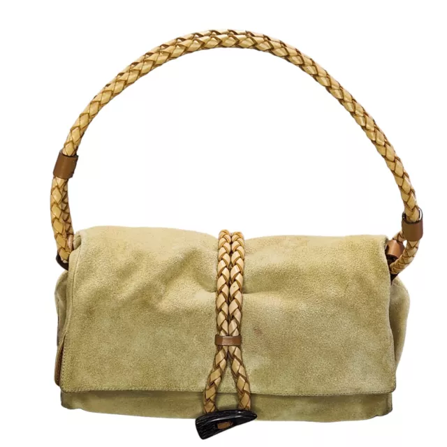 BURBERRY Haymarket Tan Suede Leather Braided Bag SUPER RARE! Retail - $1100 2