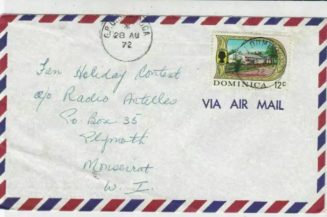 Dominica 1972 Airmail Copra Processing Plant Stamp Cover to Montserrat Ref 33604