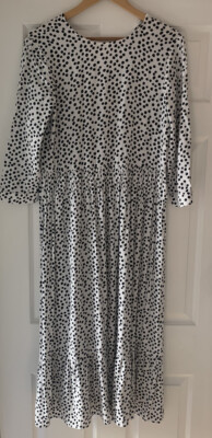 Zara White & Black Spotty Polka Dot That Midi Dress Blogger Fav Size M