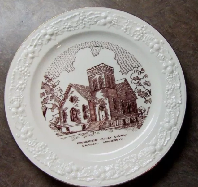 Vintage Souvenir Advertising Plate Providence Valley Church Dawson Minnesota