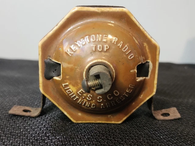 Vintage Porcelain Keystone Radio Lighting Arrester Rod Insulator E.s.s. Co. Beau
