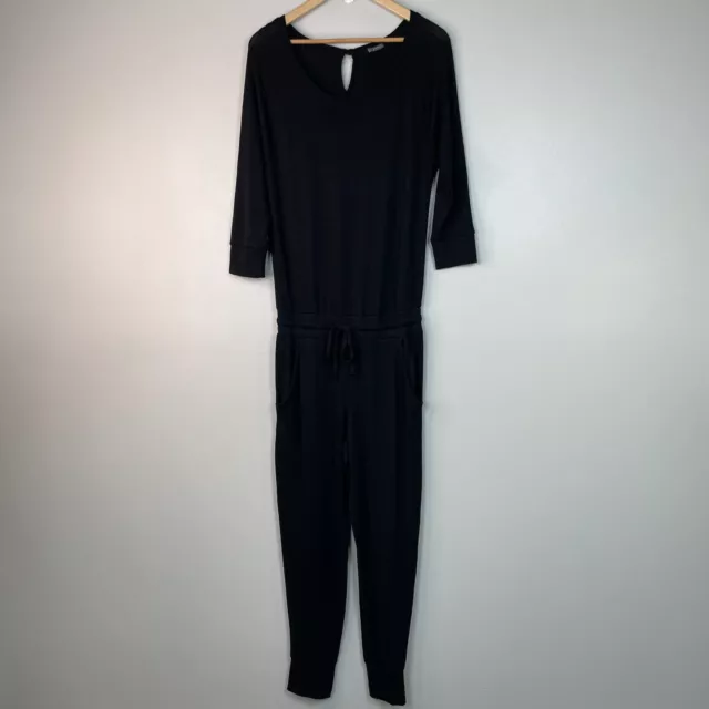 Aerie Jumpsuit Small Jogger Black Drawstring Comfy Cozy Knit 3/4 Sleeve Women's