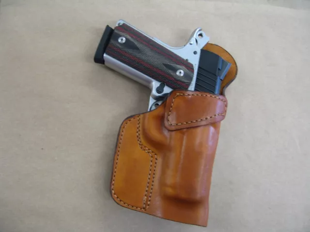 Colt Officer 1911 Leather Clip On OWB Belt Concealment Holster CCW - TAN RH USA