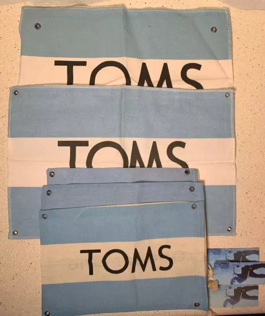 Lot of 2 TOMS Flags & 3 Small Canvas Shoe Bags Dust Covers Draw String