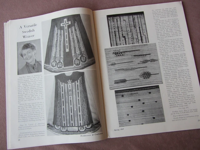 1957 Revista Handweaver Ozarks Tejedor Sueco Miniaturas Caña Diseño México