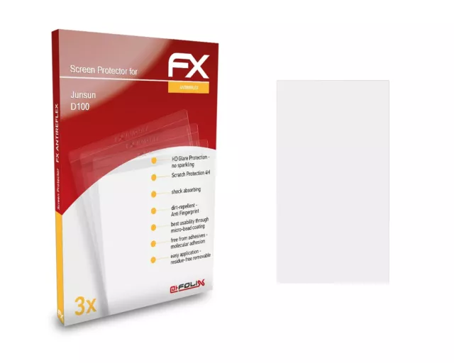 atFoliX 3x Film Protection d'écran pour Junsun D100 mat&antichoc