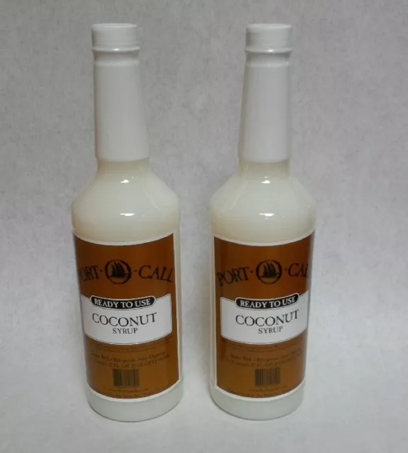 (2 Pack) Gourmet White COCONUT SYRUP 32oz. for Tiki Drinks & Craft Cocktails