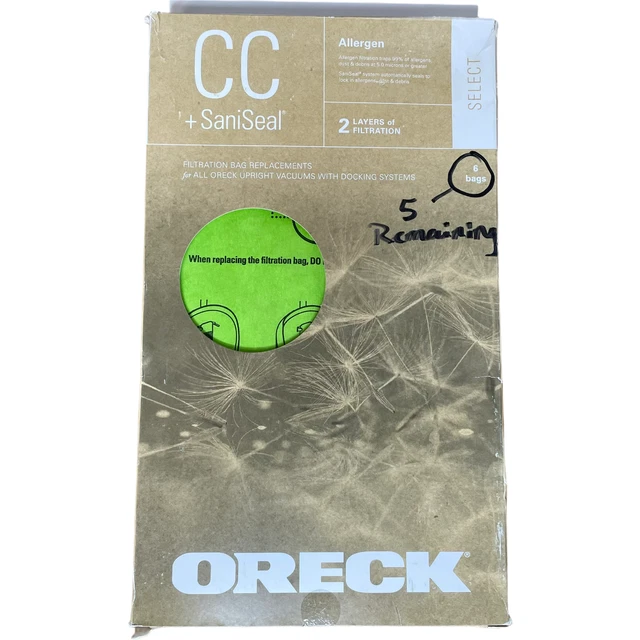 ORECK CC + SaniSeal Allergen Filtration Vacuum Bag Replacement 5 Bags