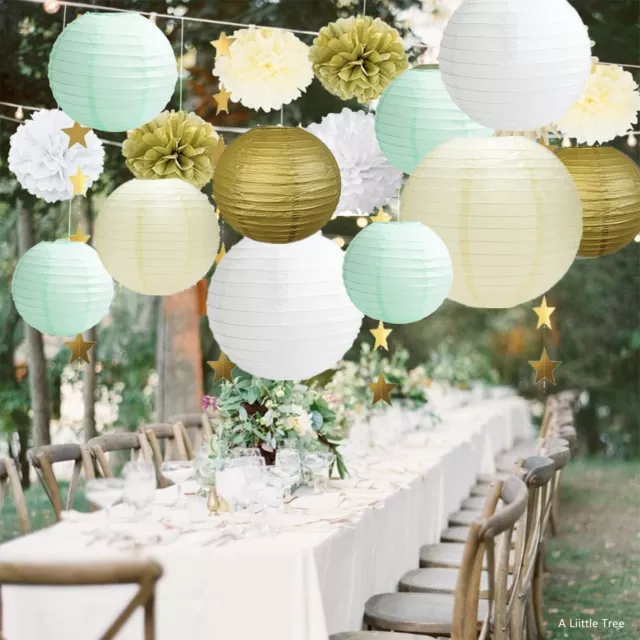 18PCs Mix Tissue Paper Pom Poms Lanterns Star Buntings Birthday Wedding Party