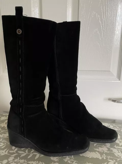 RUSSELL BROMLEY X Aquatalia Mid Calf Suede Rubber Wedge Boots