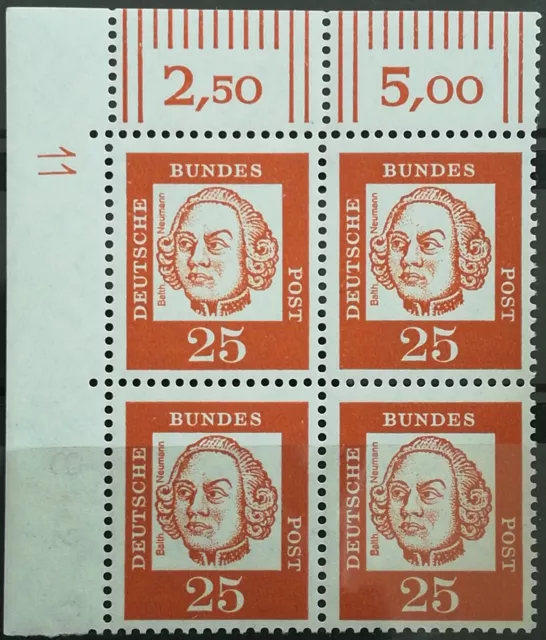 BUND BEDEUTENDE DEUTSCHE NR. 353 y ** ECKRAND MIT FORMNUMMER 11 L1c selten