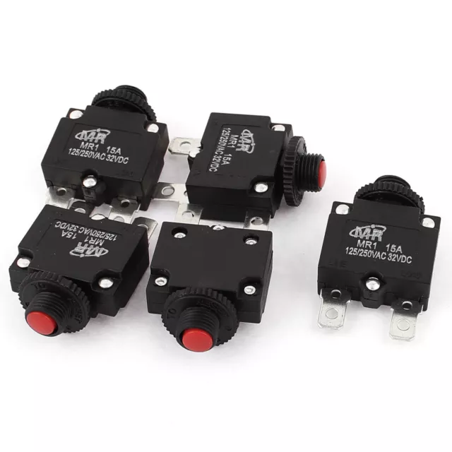 AC 125V/250V DC 32V 15A Air Compressor Overload Circuit Breaker Protector 5Pcs