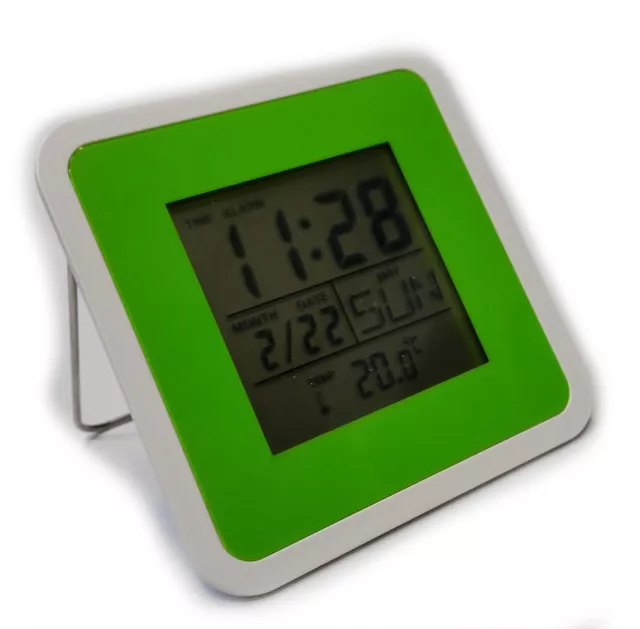 Horloge digitale Multifonction Verte  Calendrier  Thermomètre Minuteur Reveil