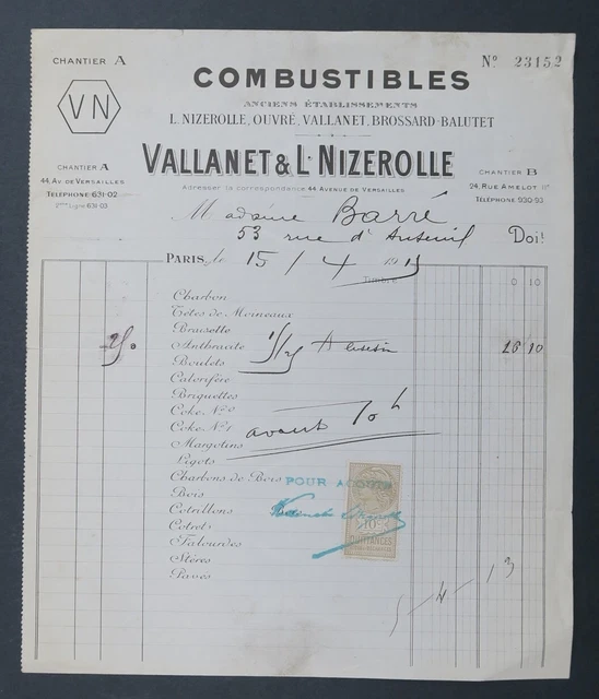 Facture Ancienne Palais De La Nouveauté Paris 1918 - Document Historique