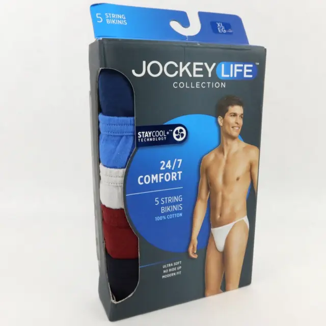 5 PACK JOCKEY LIFE COLLECTION MENS COTTON LOW-RISE Bikini BRIEFS