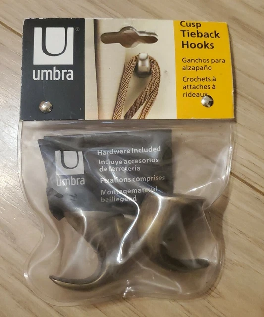 UMBRA Drapery Cusp tieback Hooks Brass & Hardware Window Dressing