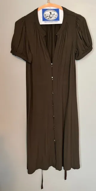 AUTHENTIC WOMEN'S THEORY 'Giona' brown cap sleeve belted jersey dress ...