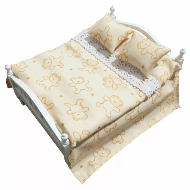 Dollhouse Bedroom Biscuit Bear Bedspread Sheets Miniature1:12 Decoration