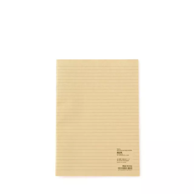MUJI Semi-bleached paper Notebook A5 Horizontal lines 32 sheets 64 pages