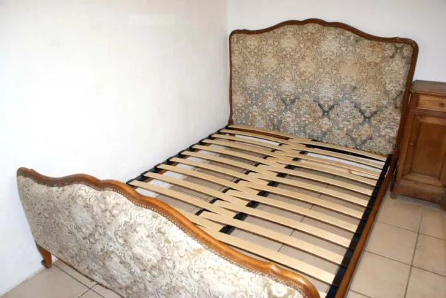 BED BASE 4 French Upholstered Double Antique BEDS - Width Adjustable Slatted