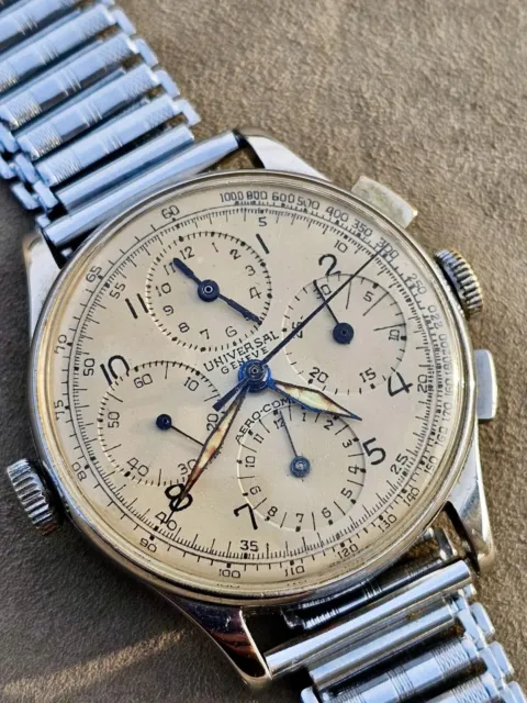 Vintage Watch Chronograph Universal Geneve Aereo-compax Cal 287
