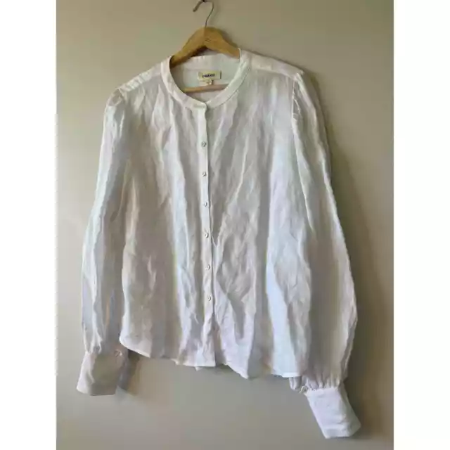 L'agence Button Front Long Sleeve Shirt White Women's Size: Medium NWOT 3