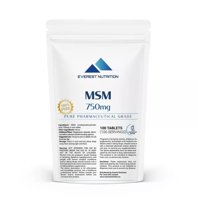 MSM Methylsulfonylmethan (MSM) ORGANISCHE SCHWEFEL 750mg TABLETTEN