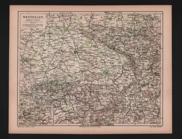 Landkarte map 1908: WESTFALEN.