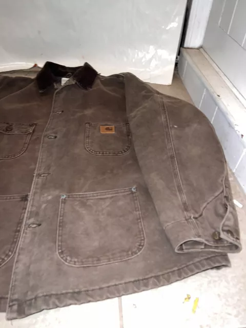 Vtg Carhartt C02 CHT Chore Barn Coat Blanket Lined Jacket USA Mens Size XL 2
