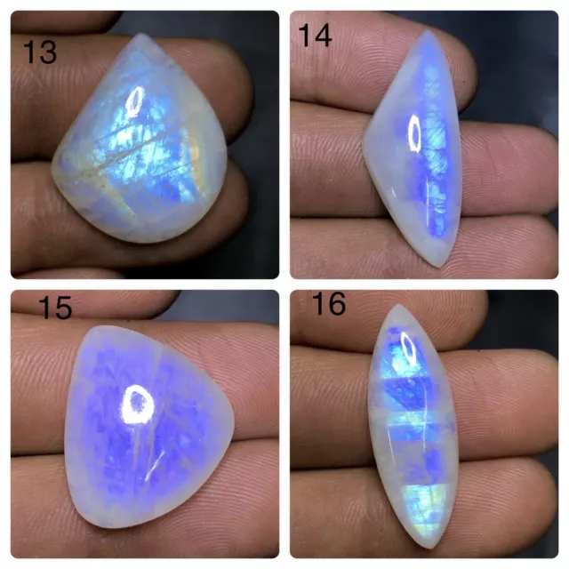 Supreme ! Natural Rainbow Moonstone Fire Cabochon  Loose Top Gemstone  AAA+ 22