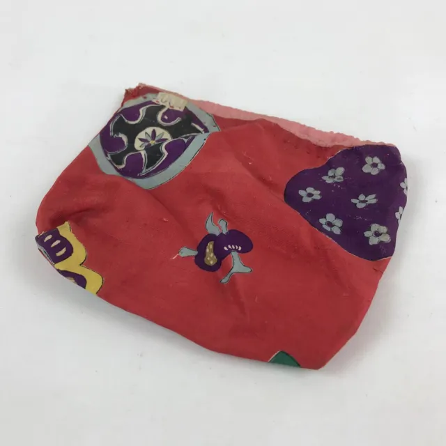 Japanese Kinchaku-Bukuro Drawstring Bag Vtg Kimono Silk Purse Pouch KB66