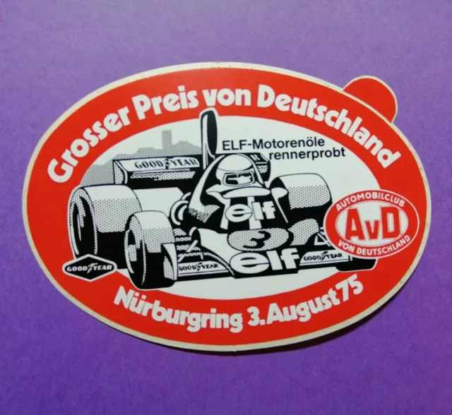 alter Aufkleber, Formel 1 Grand Prix Nürburgring 1975, Tyrrell, ELF, Good Year