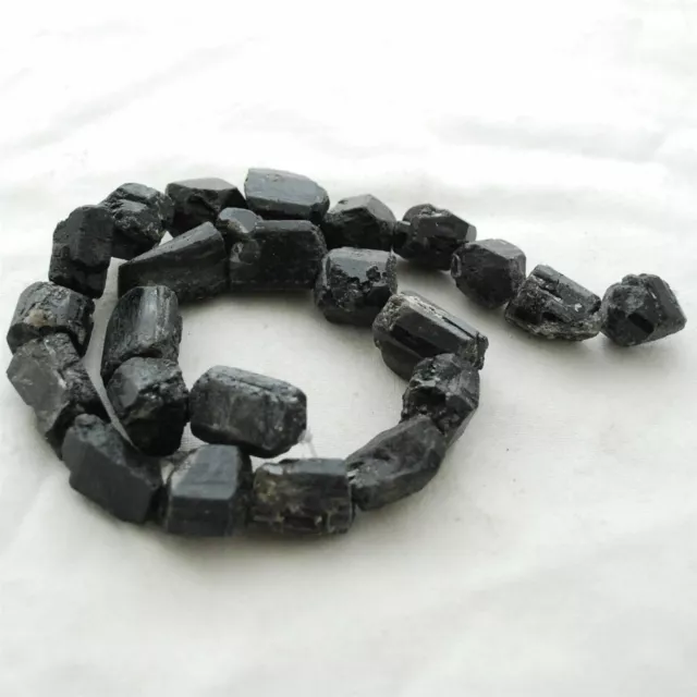 15" Raw Natural Black Tourmaline Nugget Beads - 13mm - 15mm x 18mm - 22mm