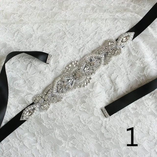 Strass Fascia Nuziale Abito da Sposa Cristallo Cintura Altezza Vita Perline