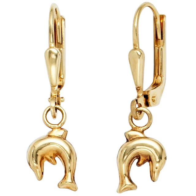 JOBO  "40085" Kinder Boutons Delfin 333 Gold Gelbgold Ohrringe Ohrhänger Kindero