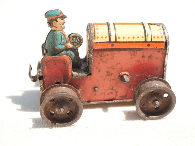 Jouet Ancien GAMA – Tracteur Agricole En Tôle Mécanique Avec Clé, Vintage Allemagne 1950