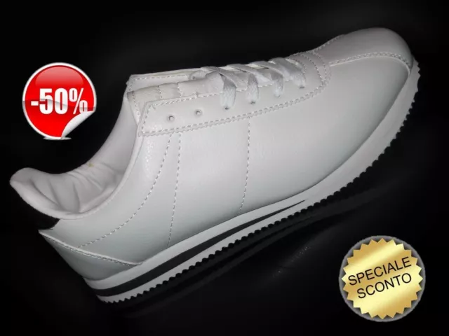 scarpe uomo  ginnastica donna unisex sportive bianco pelle 40 41 42 43 44 45