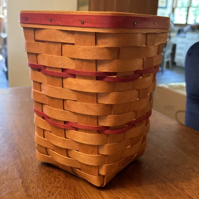 Longaberger 1996 Tall Spoon Basket With Red Weave