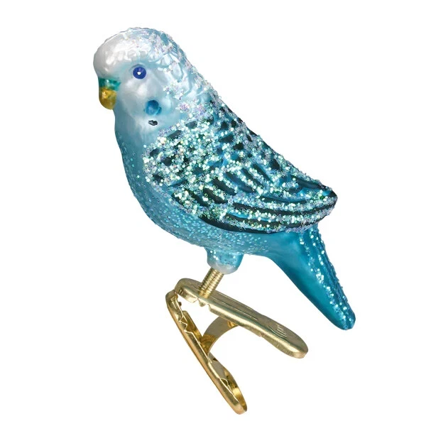 Old World Christmas BLUE MINIATURE PARAKEET (BL18138) Glass Ornament w/Box