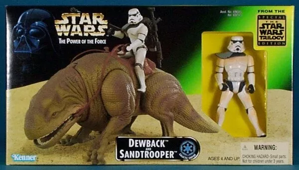 Star Wars Kenner 1997 Dewback and Sandtrooper "The Power Of The Force" NEUF