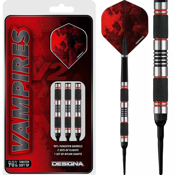 Softdarts Soft Tip Darts 90% Tungsten Dartpfeile Designa Vampires V2 M1 18g