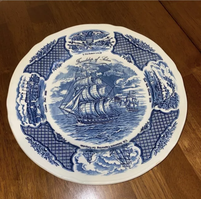 Vtg Meakin Fair Winds Grand Turk Friendship Salem 10 1/2 Blue China Dinner Plate